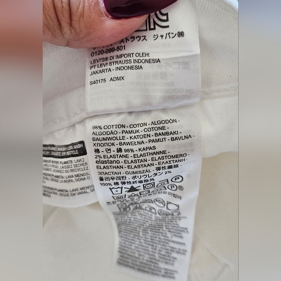 Levi's White Slim Stretch Jeans W30 X L30 - Picture 5 of 6